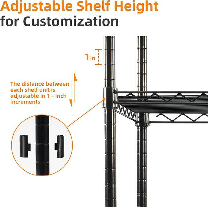 Elevon 5-Tier Storage Shelves, Adjustable Metal Wire Shelving Unit - Image 5