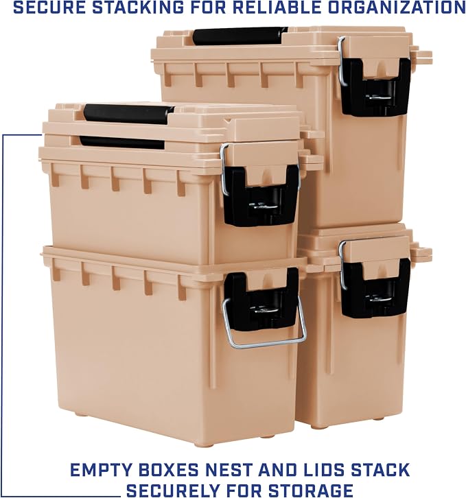 Sheffield Ammo Box Made in USA, Stackable Lockable Ammo Storage Box, Tan | - Image 6