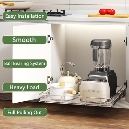 Pull Out Cabinet Organizer 27" W x 21½" D, Heavy Duty Cabinet Pull Out Shelves - Image 2