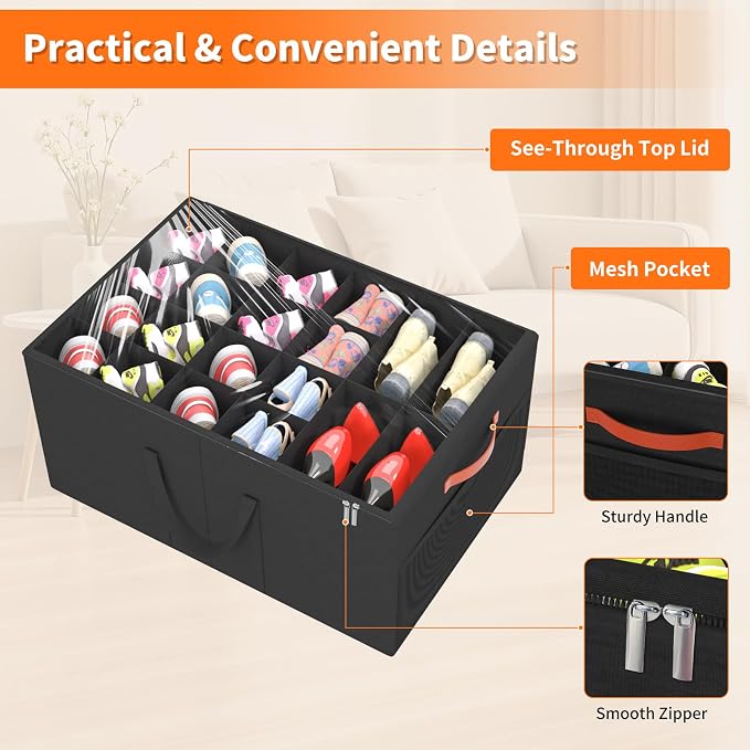 Aokeyee 2 Pack Shoe Organizer for Closet, Large Shoe Storage Box Fits up to 48 - Image 4