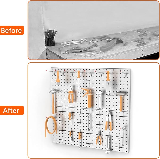 TORACK Metal Pegboard Wall Tool Organizer 24" x 24" or 12" x 48" - Image 8