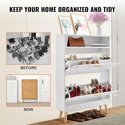 VEVOR Shoe Storage Cabinet for Entryway, 31.5" D x 9.4" W x 47.3" H - Image 6
