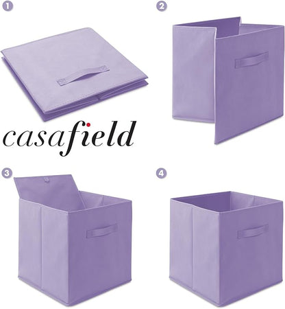 Casafield Set of 6 Collapsible Fabric Cube Storage Bins, Lavender - Image 6