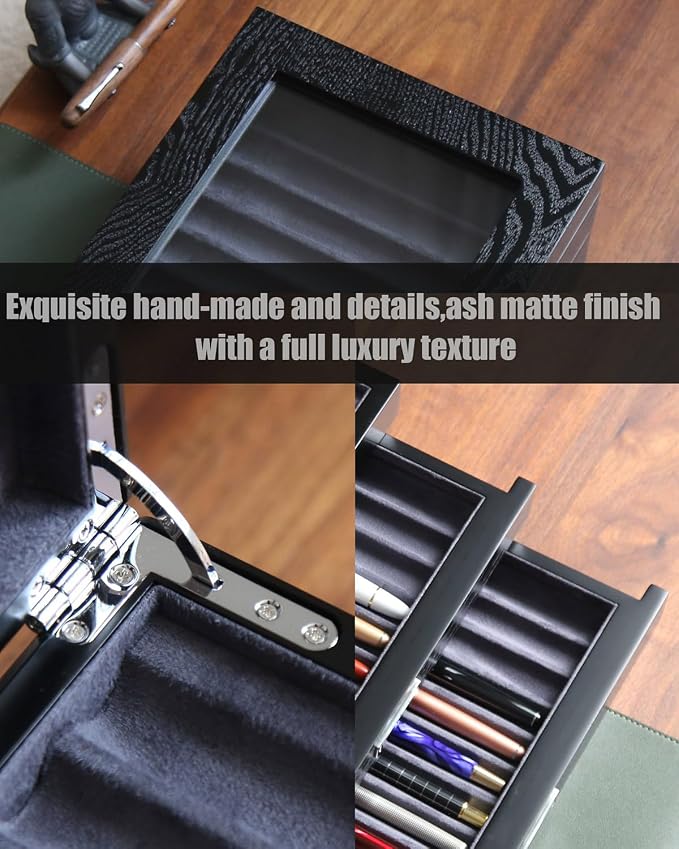 wood pen display case 36 slot Fountain pen Box storage Organizer - Image 5