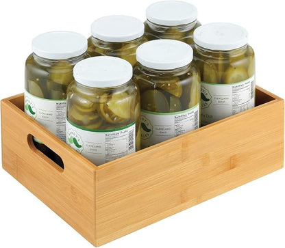 mDesign Bamboo Kitchen Cabinet & Fridge Drawer Organizer Tray - Image 7