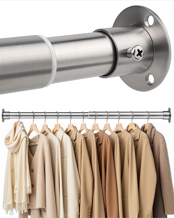 Closet Rods For Hanging Clothes, 17-40 Inch Heavy Duty and Stepless Adjustable by CTSZOOM