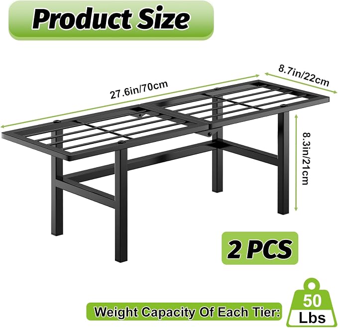 2 Pack 1 Tier Plant Stand Indoor Outdoor- Foldable Metal Plant Shelf, 8.7" - Image 2