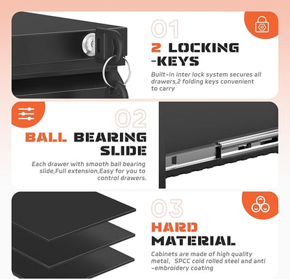 INTERGREAT 3 Drawer Mobile File Cabinet - Image 5