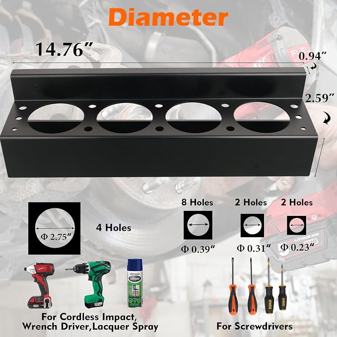 MUTUACTOR Heavy Duty Tools Organizer, Magnetic Mount Power Drill Driver Holder - Image 5