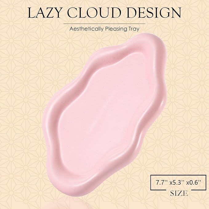 CCINPPY Ceramic Jewelry Tray Trinket Dish, Decorative Cloud Vanity Key Tray - Image 2