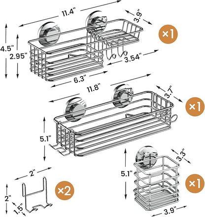 LEVERLOC Shower Caddy Suction Cup, 3 Pack Heavy Duty Bathroom Organizer - Image 3
