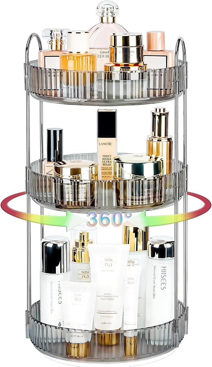 360 Rotating Makeup Organizer, 3 Tier Large Capacity Lazy Susan Bathroom by Niluks