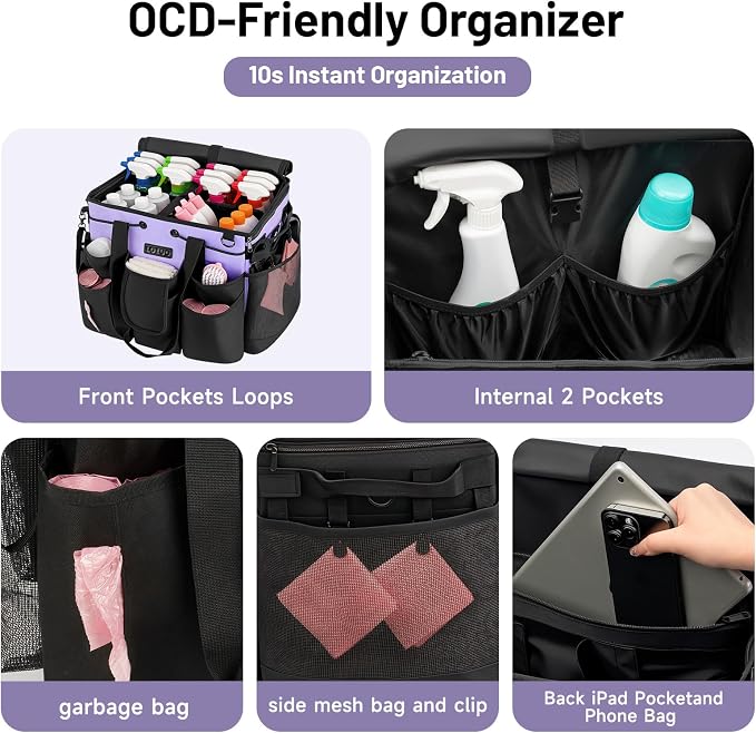 Large Cleaning Caddy for Cleaning Supplies Organizer, Rolling Cleaning Caddy - Image 5