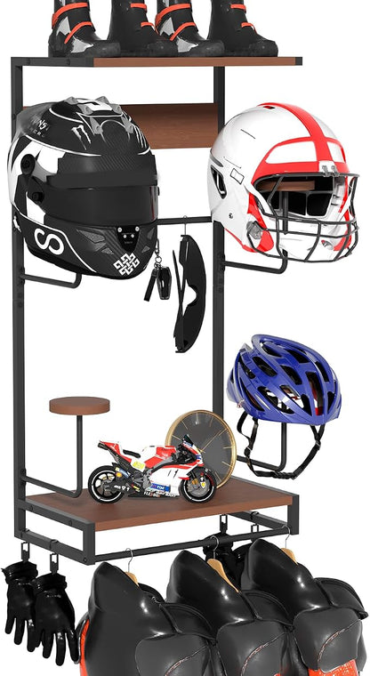 Motorcycle Helmet Holder Wall Mount, Rustic Helmet Rack by GHWMYD