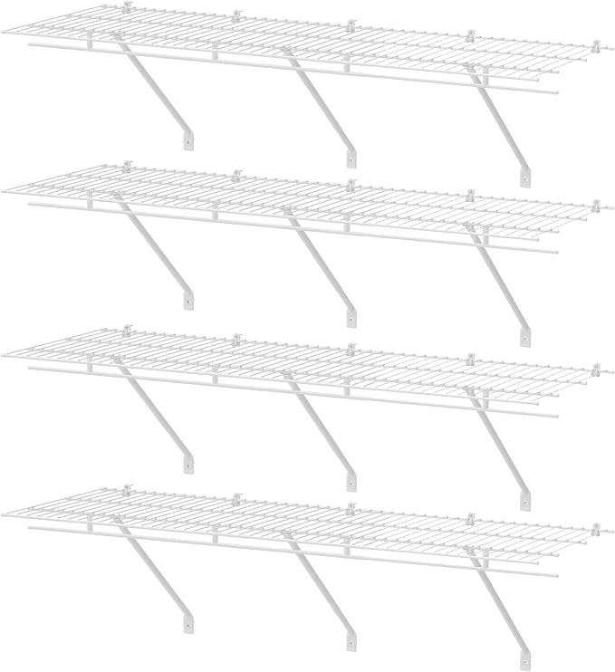 HAUSHOF 4 Pack Closet Shelves Wall Mounted, 4 ft x 16 in Wire Shelf Kit | White by HAUSHOF