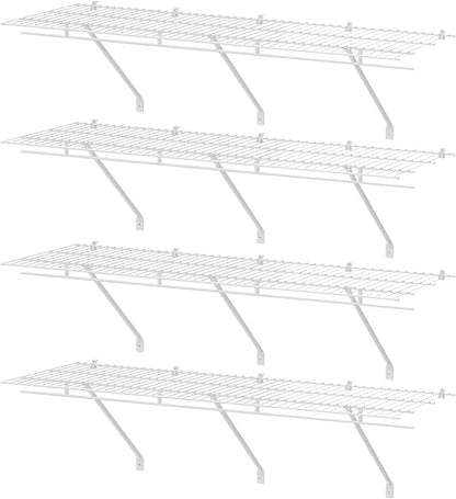 HAUSHOF 4 Pack Closet Shelves Wall Mounted, 4 ft x 16 in Wire Shelf Kit | White by HAUSHOF