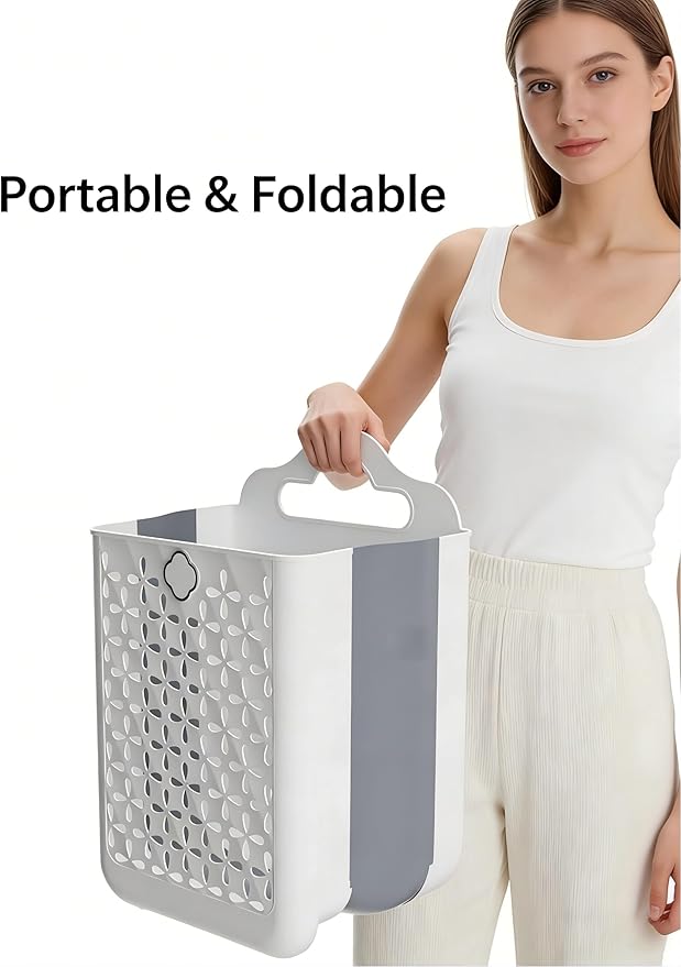 Collapsible Laundry Hamper, Household Foldable Dirty Wall Hanging - Image 7