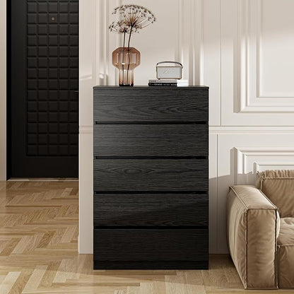 furtble 5 Drawer Dresser, 43.6" Tall Black Dressers - Image 2