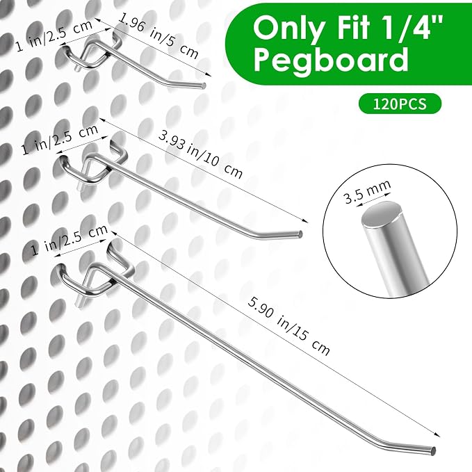 120pcs Pegboard Hooks Peg Board Shelving Hooks Peg Board Hook - Image 2