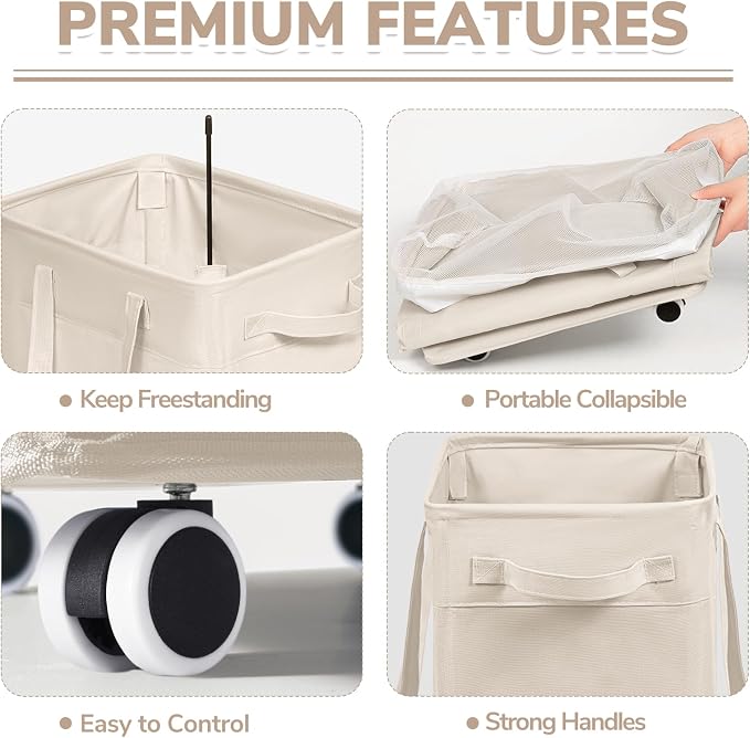 CHICVITA 75L Slim Collapsible Laundry Basket - Image 3