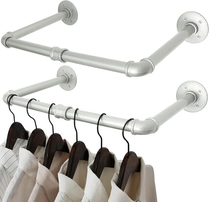 WEBI Industrial Pipe Clothing Rack, Heavy Duty Metal Garment Rack Bar Wall by WEBI