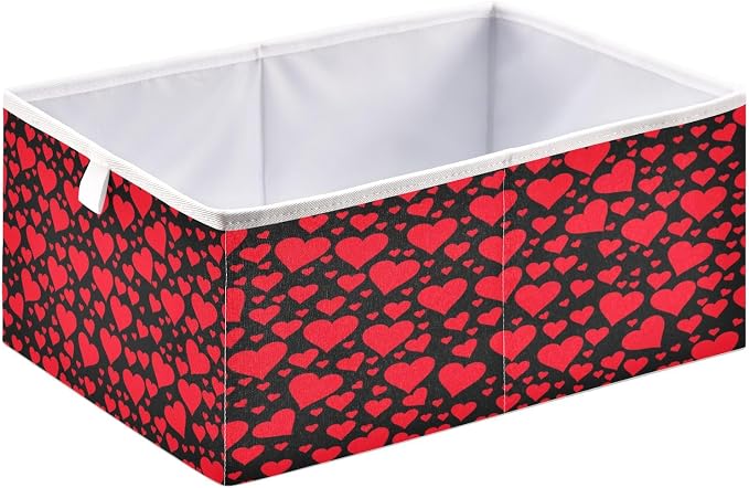 Eamless Pattern with Red Hearts Closet Organizers Storage Cubes Storage Bins - Image 2