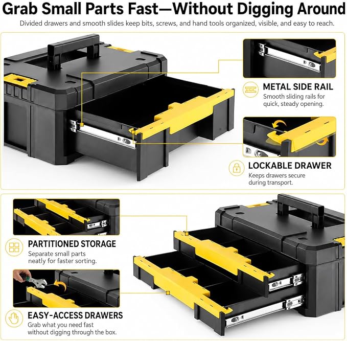 TLGREEN 4-Tier Stackable Rolling Tool Box - Image 6