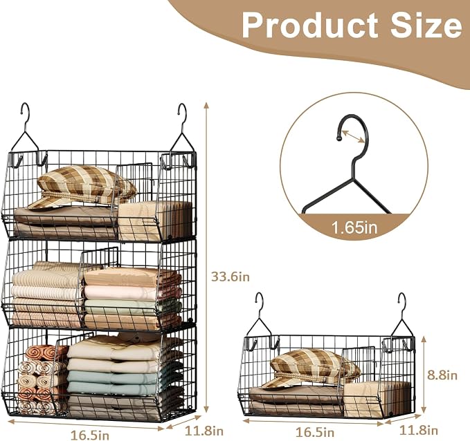Jautokerdar 3 Tier Closet Hanging Shelves - Image 3
