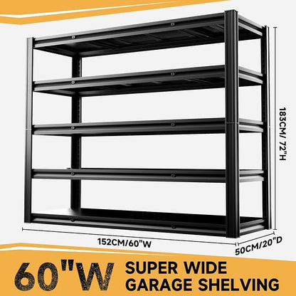 5-Tier 60" W x 20" D x 72" H Garage Shelving Metal Storage Rack 3000LBS Garage - Image 3