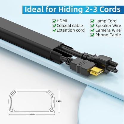 Yecaye 142in Wall Cord Hider for 2-3 Cords, On-Wall Cord Cover Channel - Image 2