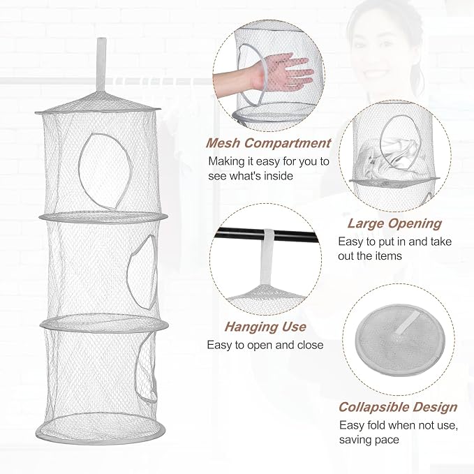uxcell 2Pcs Mesh Hanging Storage Basket - Image 3