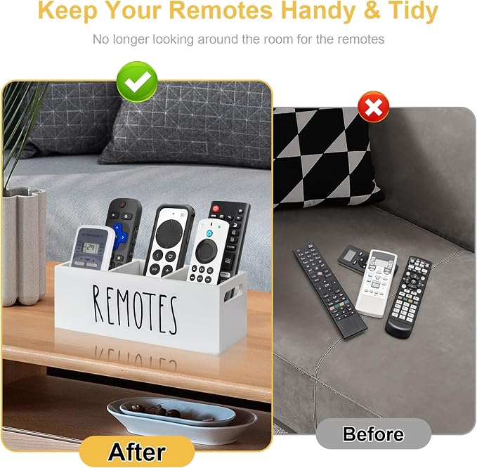 Remote Control Holder for Table, Wooden TV Remote Holder, Remote Storage Box - Image 4