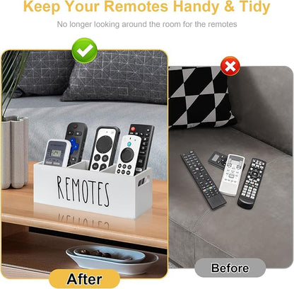 Remote Control Holder for Table, Wooden TV Remote Holder, Remote Storage Box - Image 4
