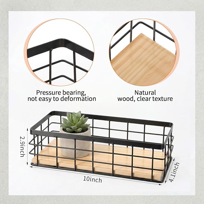 3 Pcs 10x4.13x2.87 Inches Small Wire Basket Set Metal Basket Wall Hanging - Image 2