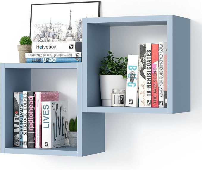 Cube Floating Shelves Set2, Display Shelves Wall Mount 7.75" D x 12.5" W x by Kaboon