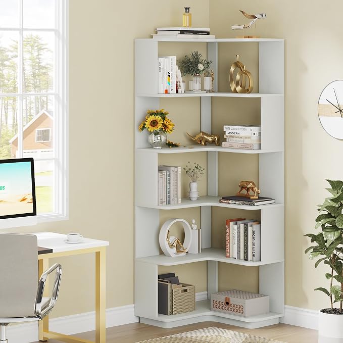 Tribesigns 6-Tier Corner Bookshelf, 64.96 Inch Tall Bookcase - Image 3