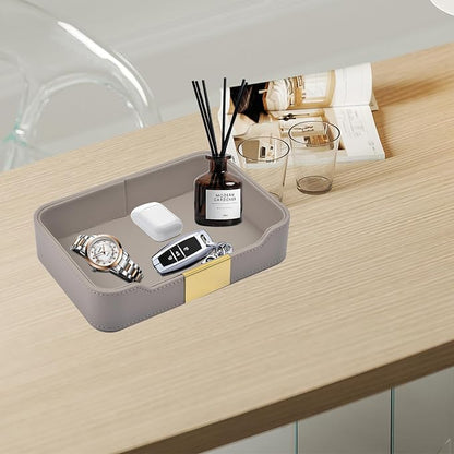 Luxury Leather Valet Tray Desktop Storage Organizer, Bedside Vanity Catchall - Image 7
