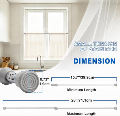 2 Pack Small Tension Curtain Rod, Short Adjustable Extendable | Spring Loaded - Image 4