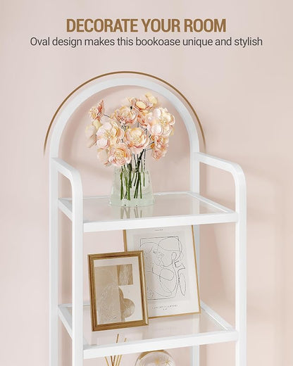 Hzuaneri Bookcase Bookshelf, Tempered Glass Bookshelves | Slim Shelving Unit - Image 4