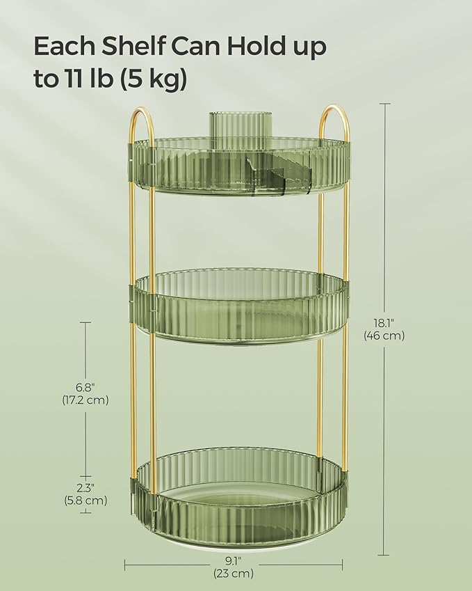 SONGMICS Makeup Organizer, 3-Tier Round Rotating Skincare Organizer Countertop - Image 4