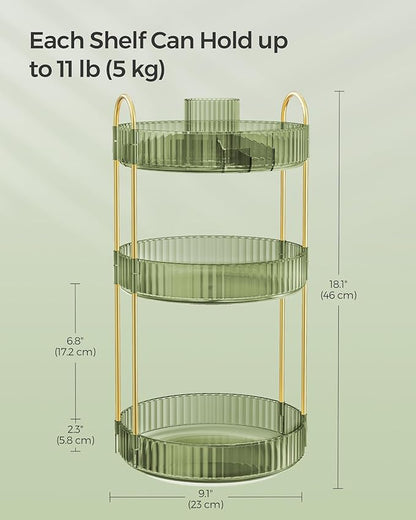 SONGMICS Makeup Organizer, 3-Tier Round Rotating Skincare Organizer Countertop - Image 4
