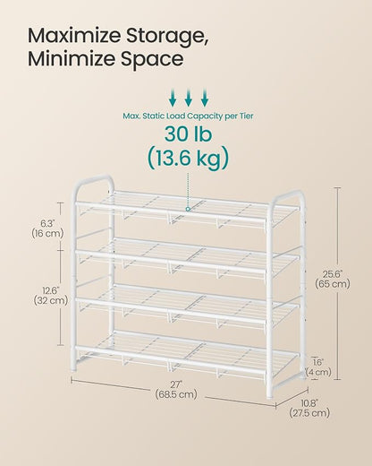 SONGMICS Stackable Shoe Rack, 4 Tier Metal Shoes Rack Storage Shelf, Holds up - Image 5