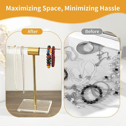 Acrylic Bracelet Holder Display Stand, Tangle-Free T-Bar Necklace Display - Image 5