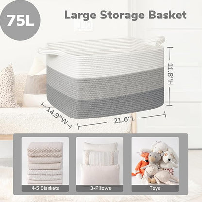 Goodpick Storage Basket, 21.6" x 14.9" x 11.8", Blanket Basket - Image 3