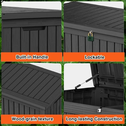 TARKARI 180 Gallon Lockable Resin Deck Box, Waterproof & UV-Resistant Outdoor - Image 6