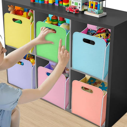 6 Pcs 14x10 Inch Colorful Felt Rectangular Storage Bins Collapsible Storage - Image 2