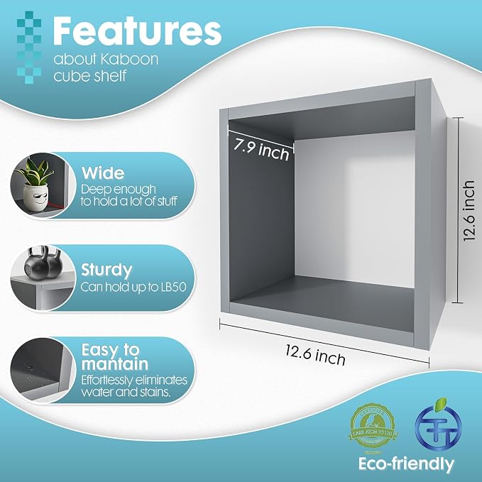 Cube Floating Shelves Set2, Display Shelves Wall Mount 7.75" D x 12.5" W x - Image 3