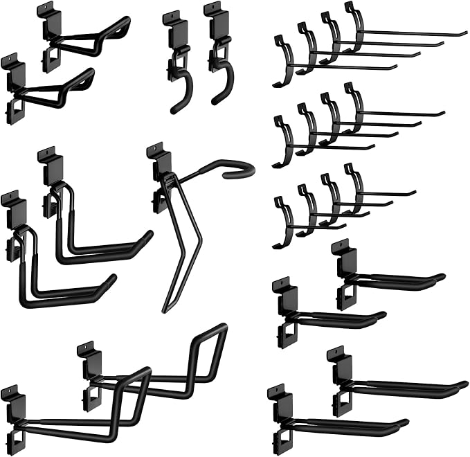 Slatwall Hooks 25 Pack, Heavy-Duty Metal Garage Slat Wall Hook Kit, by SmarketBuy