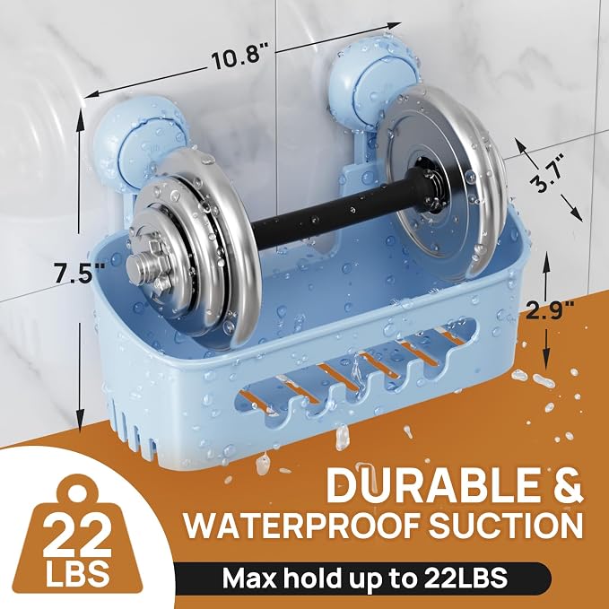 LEVERLOC Shower Caddy Suction Cup, Shower Organizer Removable Bathroom Shelf - Image 4