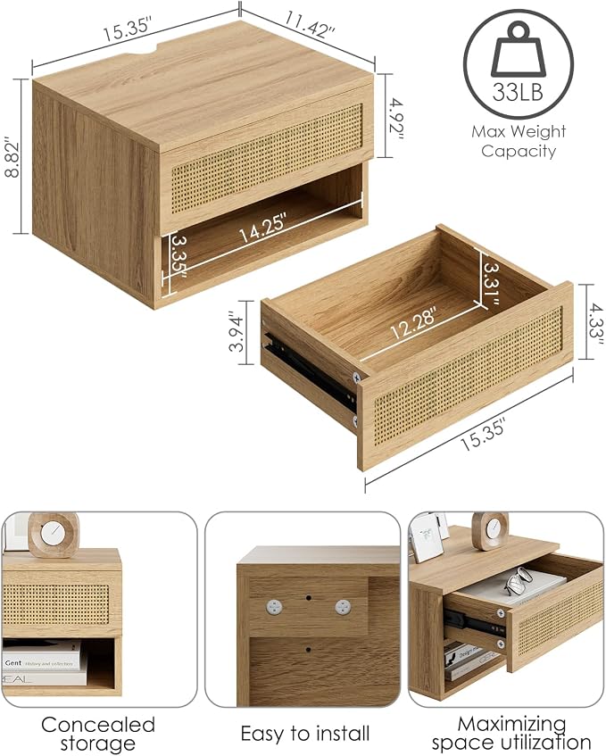 Floating Nightstand, Small Modern Floating Nightstand - Image 2